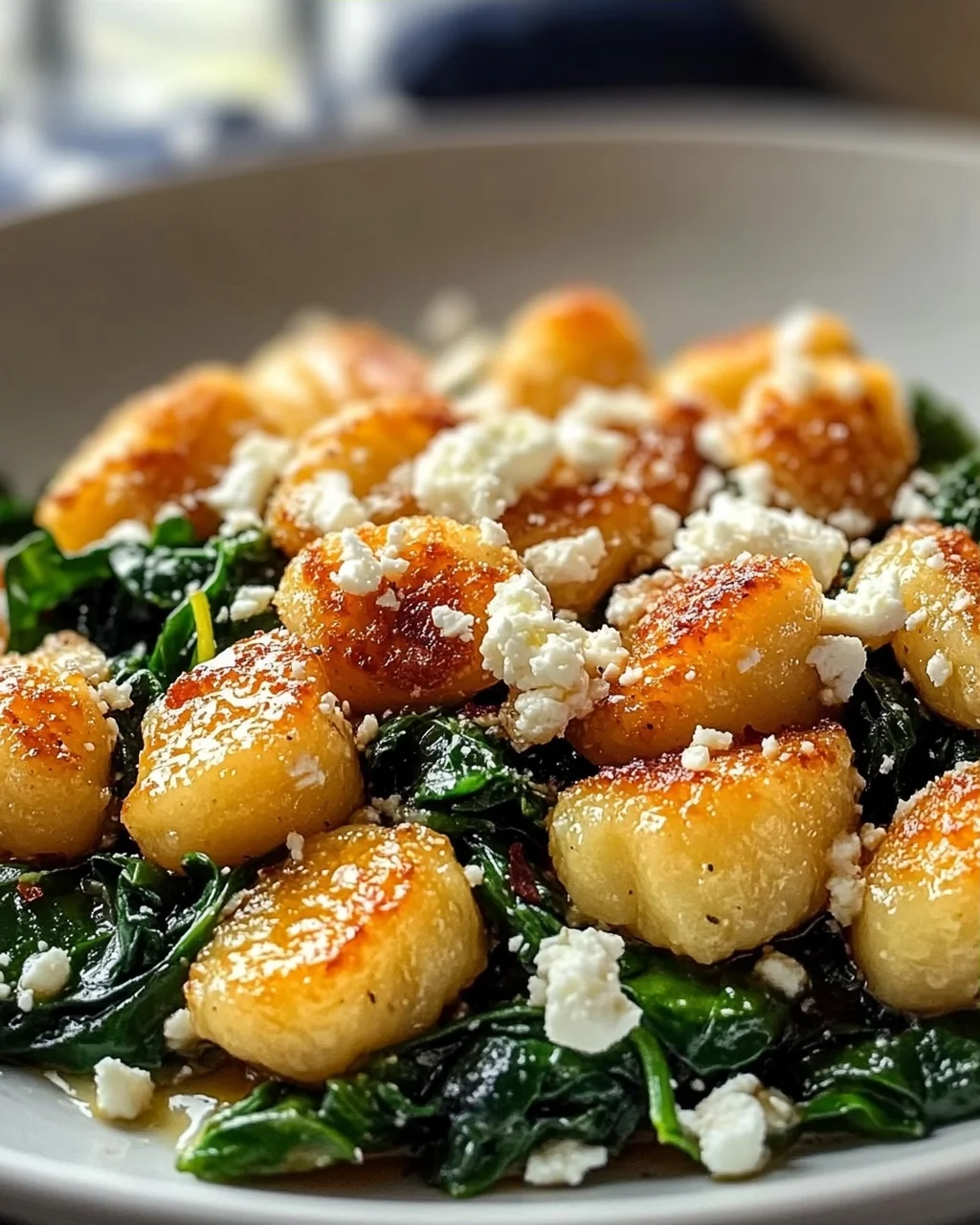 Crispy Gnocchi mit Spinat und Feta – Knusprig lecker!