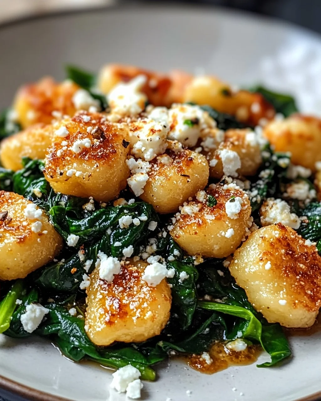Crispy Gnocchi mit Spinat und Feta – Knusprig lecker!