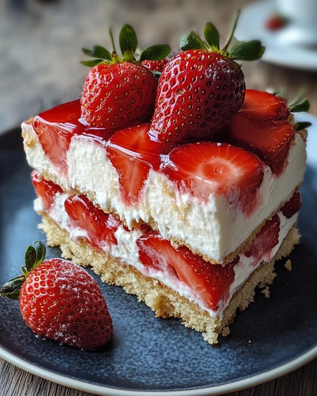 Erdbeertorte mit Biskuit und Quark