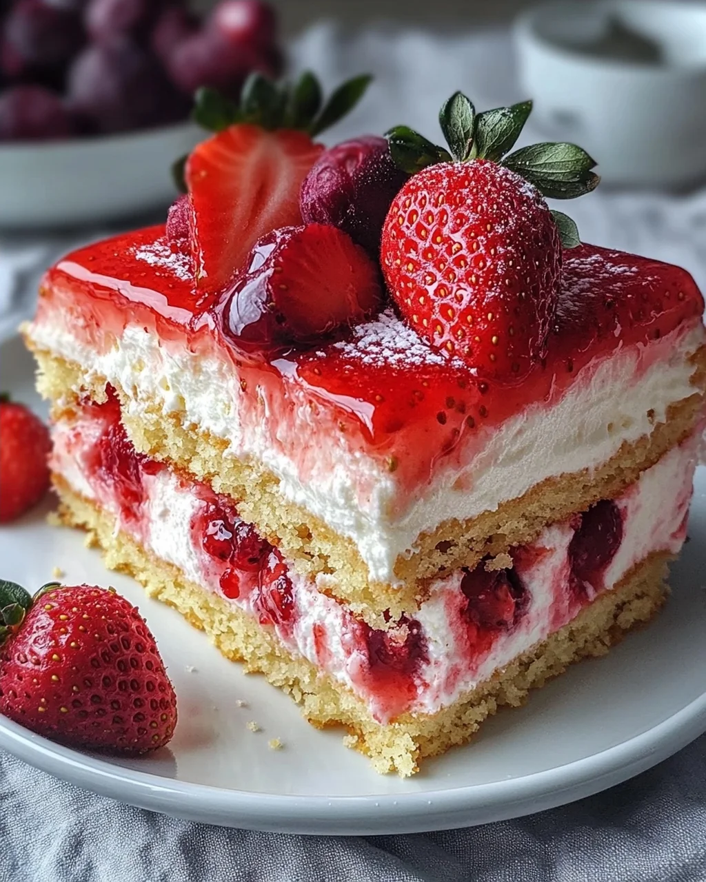 Erdbeertorte mit Biskuit und Quark