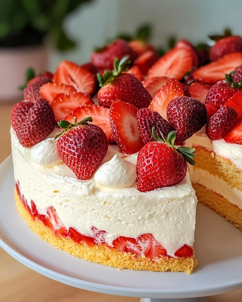 Fantakuchen mit Erdbeeren