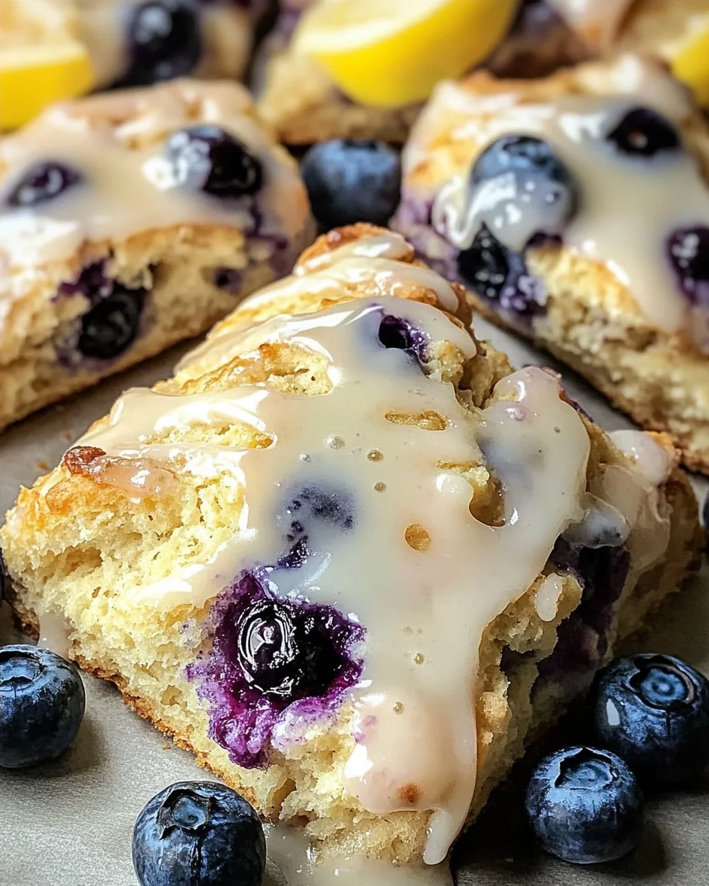 Fruchtige Blaubeer-Scones mit Zitronenguss