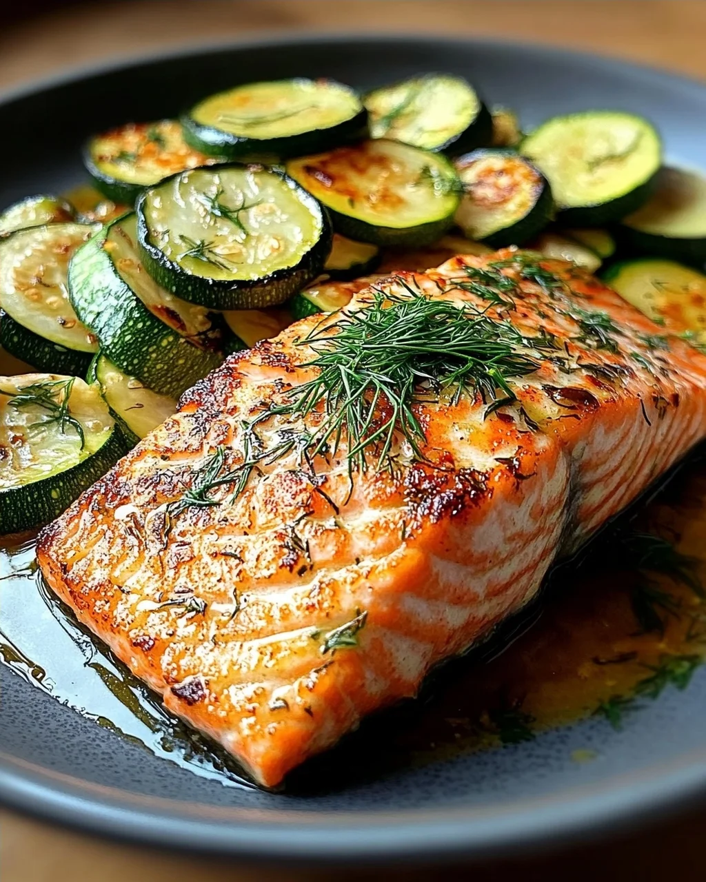 Gebratener Lachs mit Zucchini