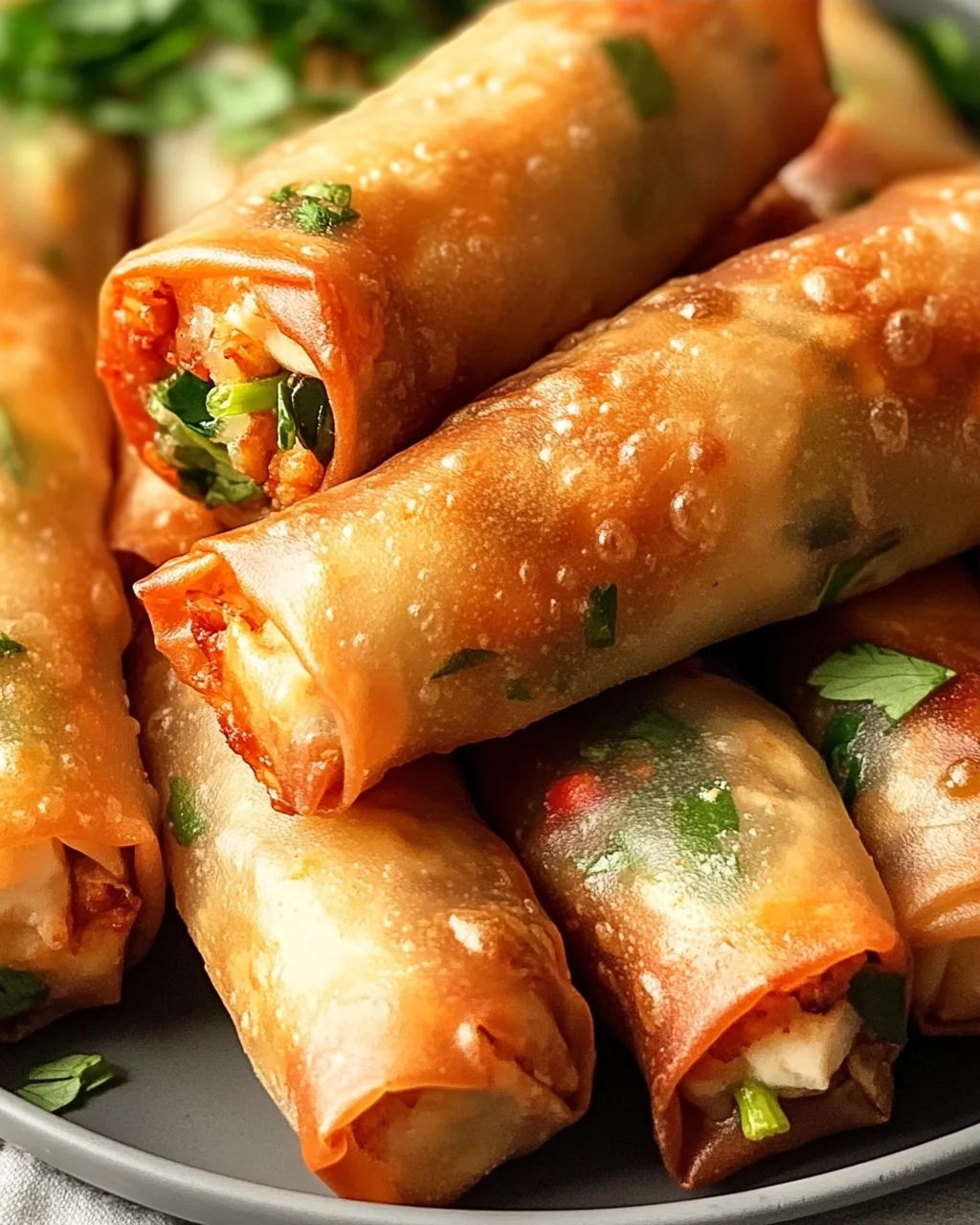 Gefüllte Airfryer Frühlingsrollen mit Tofu und frischen Kräutern genießen