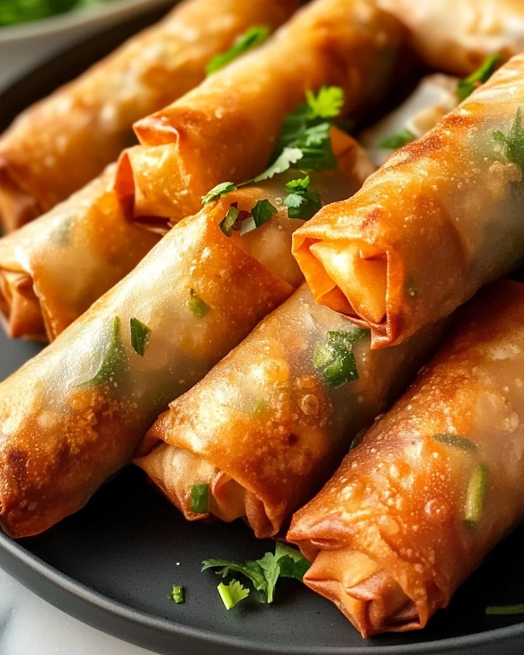 Gefüllte Airfryer Frühlingsrollen mit Tofu und frischen Kräutern genießen