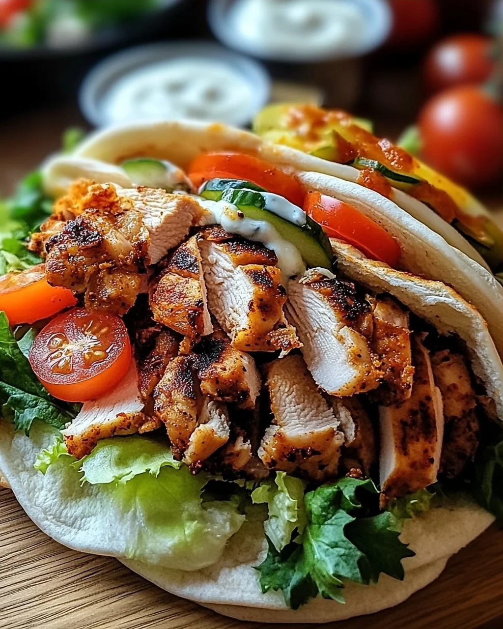 Geröstetes Hähnchen Shawarma Gyros