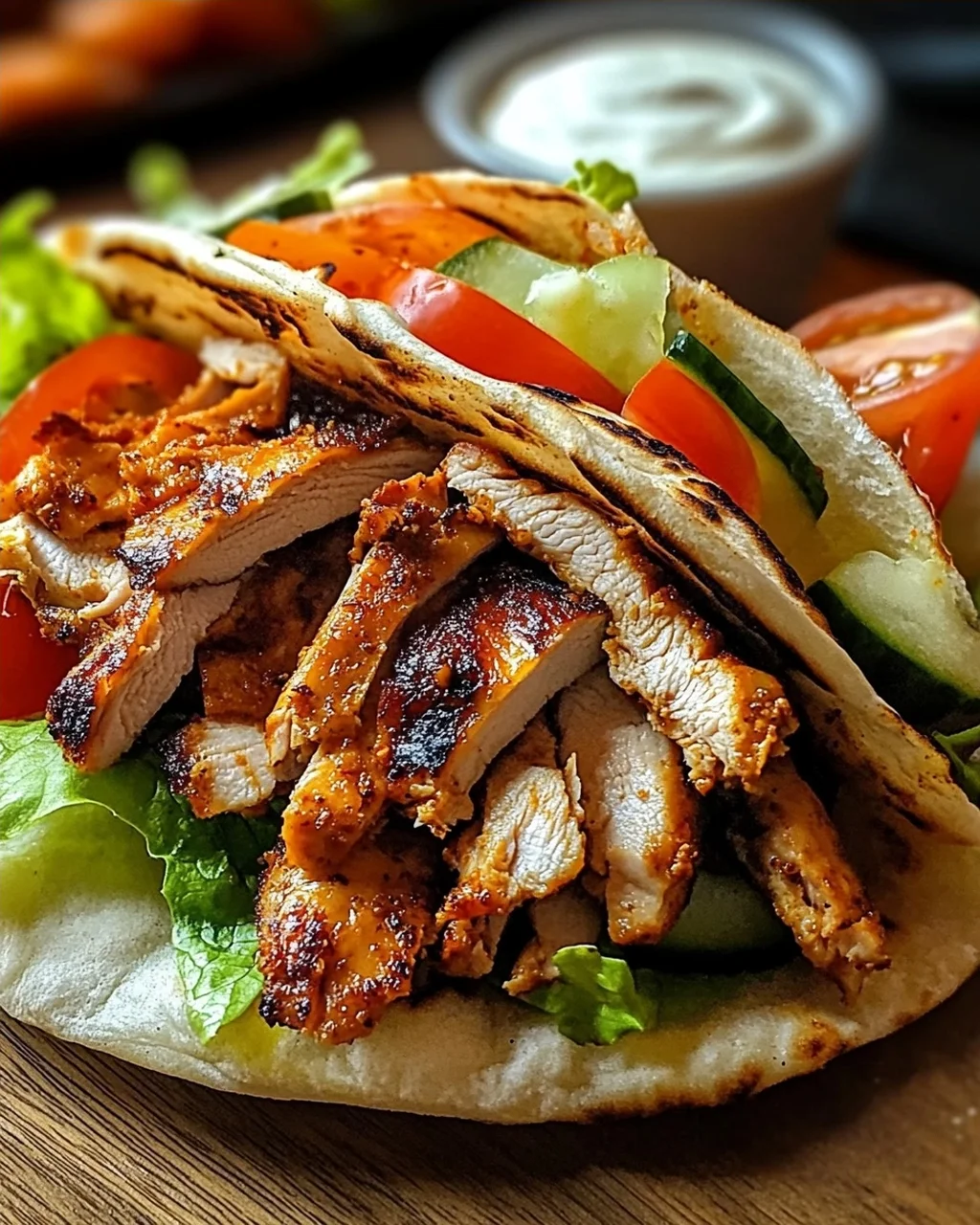 Geröstetes Hähnchen Shawarma Gyros