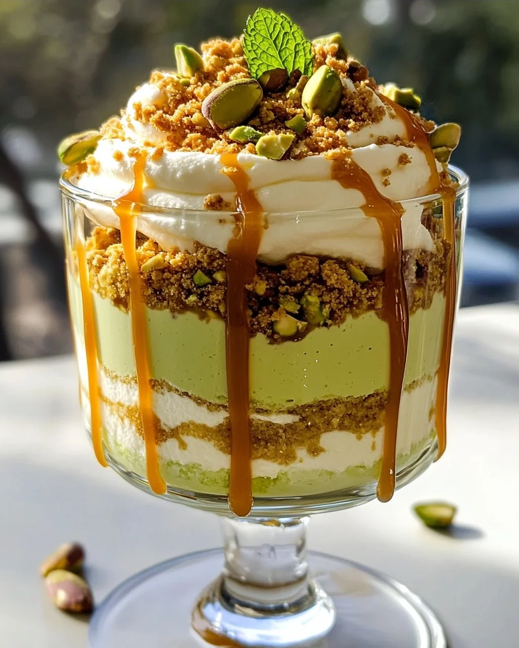Pistazien Cheesecake Parfait: Karamell Traum im Glas