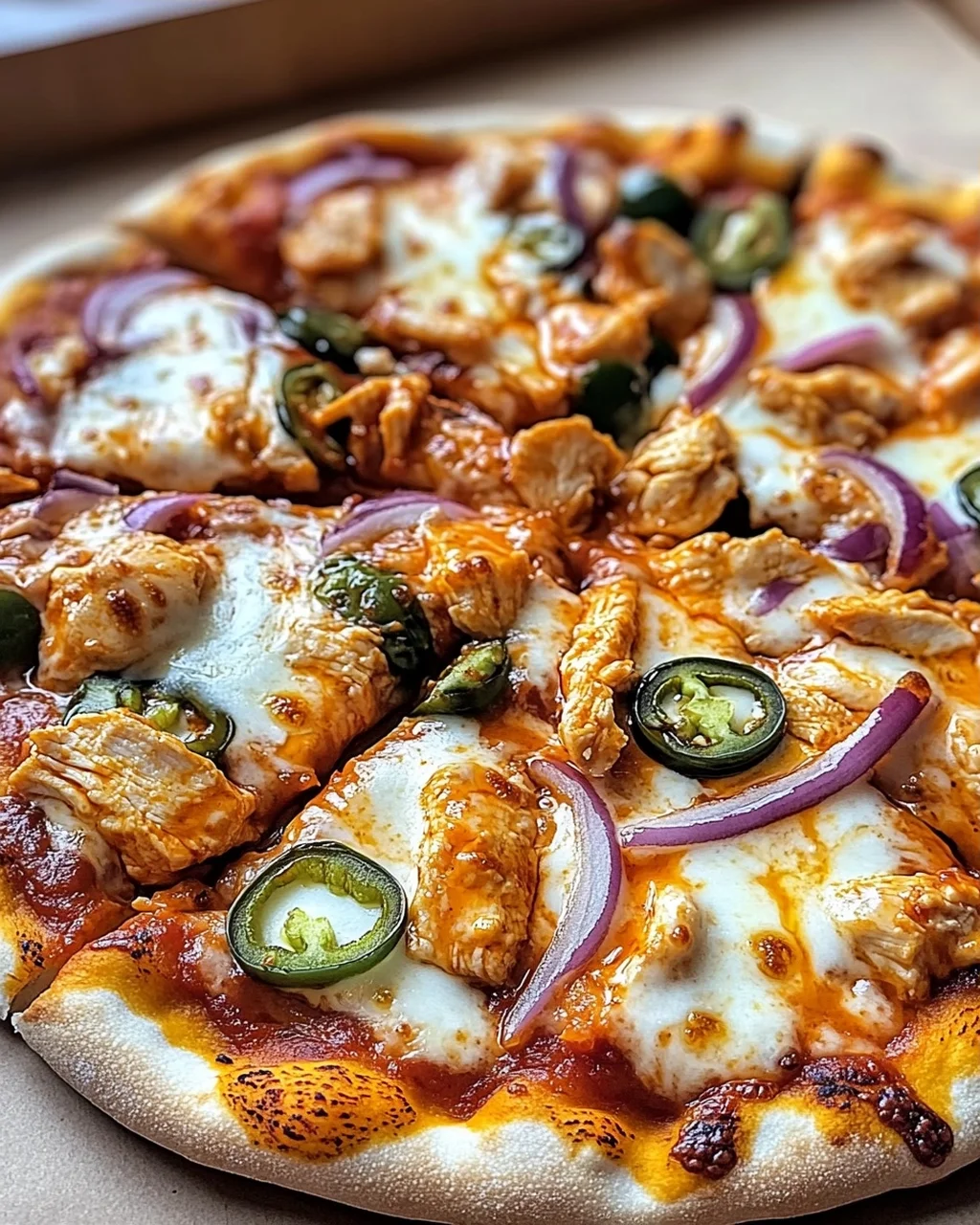 Buffalo-Hühnchen-Pizza mit süßem Honig-Touch
