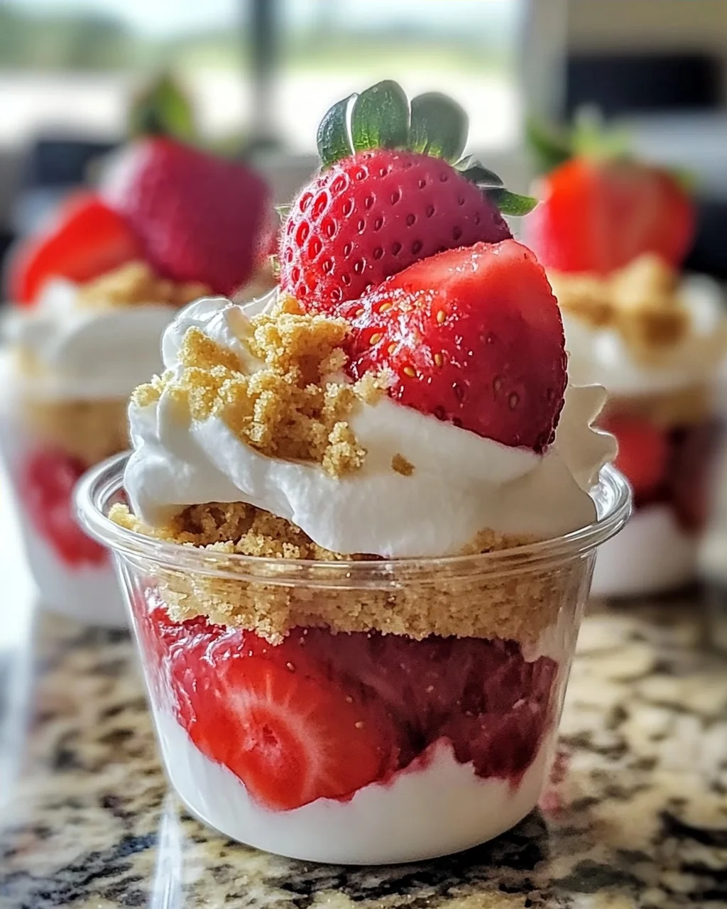 Einfache No-Bake Erdbeer-Käsekuchen-Becher genießen