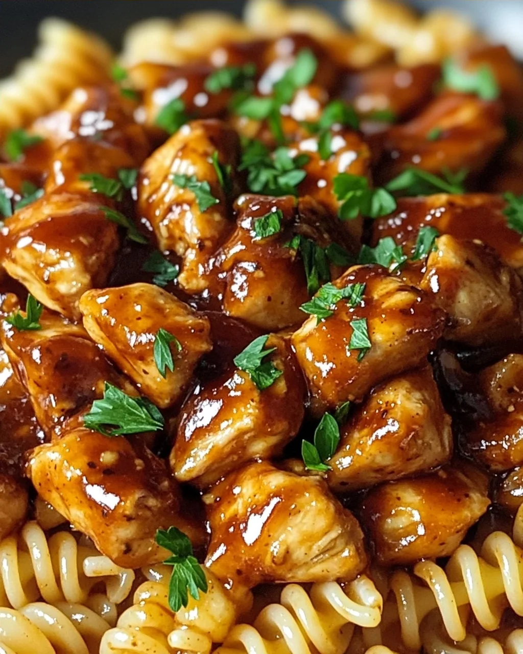 Einfache One Pot Honig-Knoblauch BBQ Hähnchen Pasta