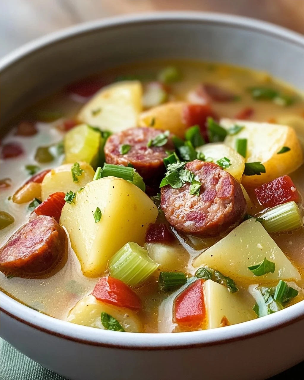 Herzhafte klassische Cajun Kartoffelsuppe im Dutch Oven