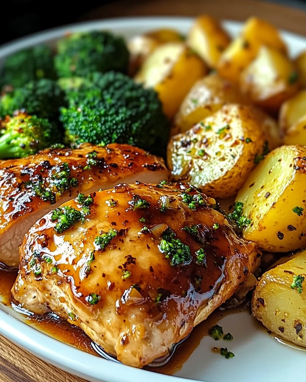 Honey-Garlic Chicken with Broccoli and Potatoes