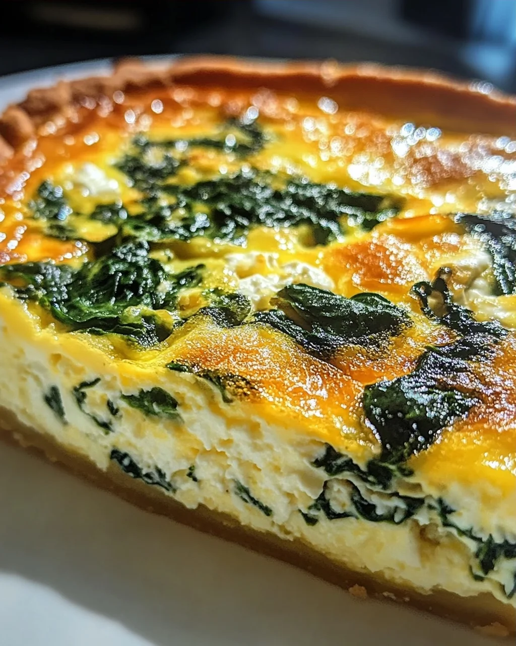 Hüttenkäse und Spinat Krustenlose Quiche