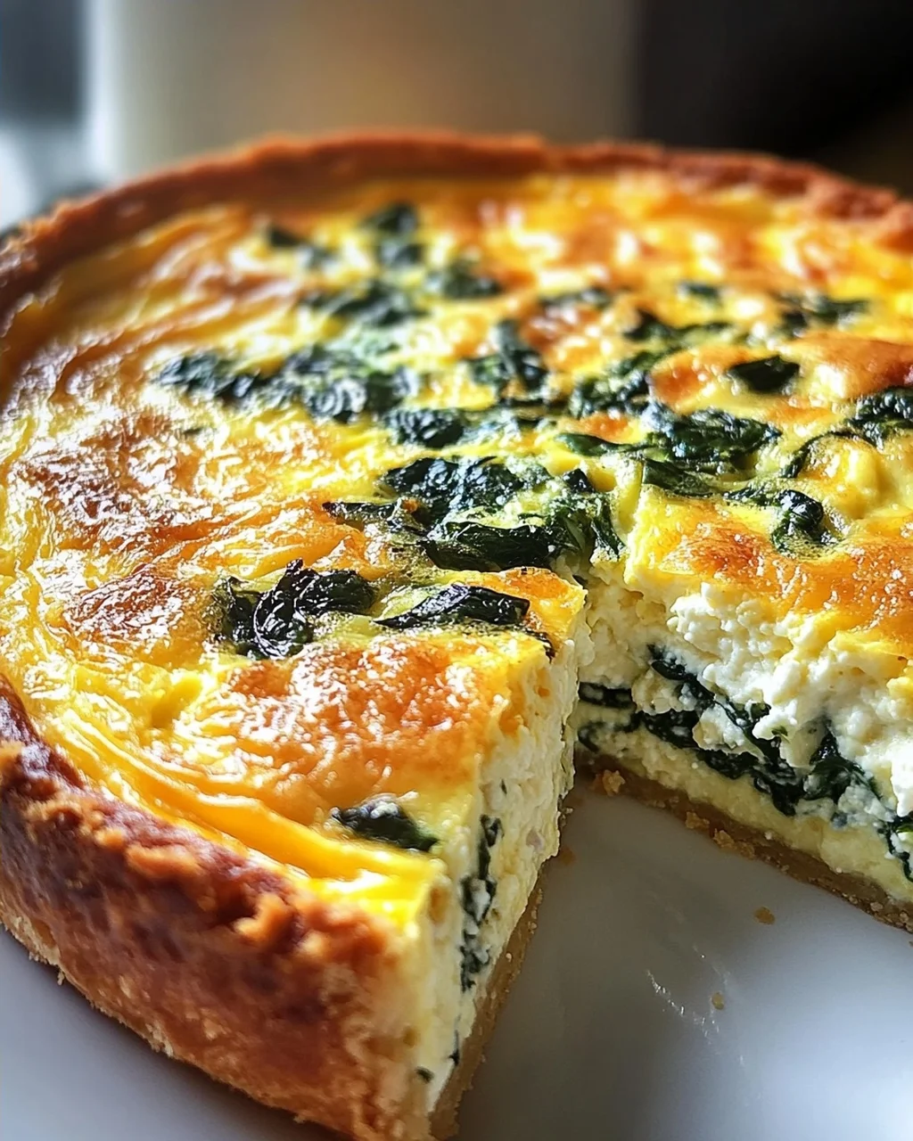 Hüttenkäse und Spinat Krustenlose Quiche