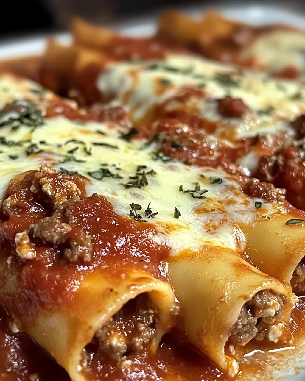 Käsegefüllte Manicotti mit schmackiger Fleischsauce
