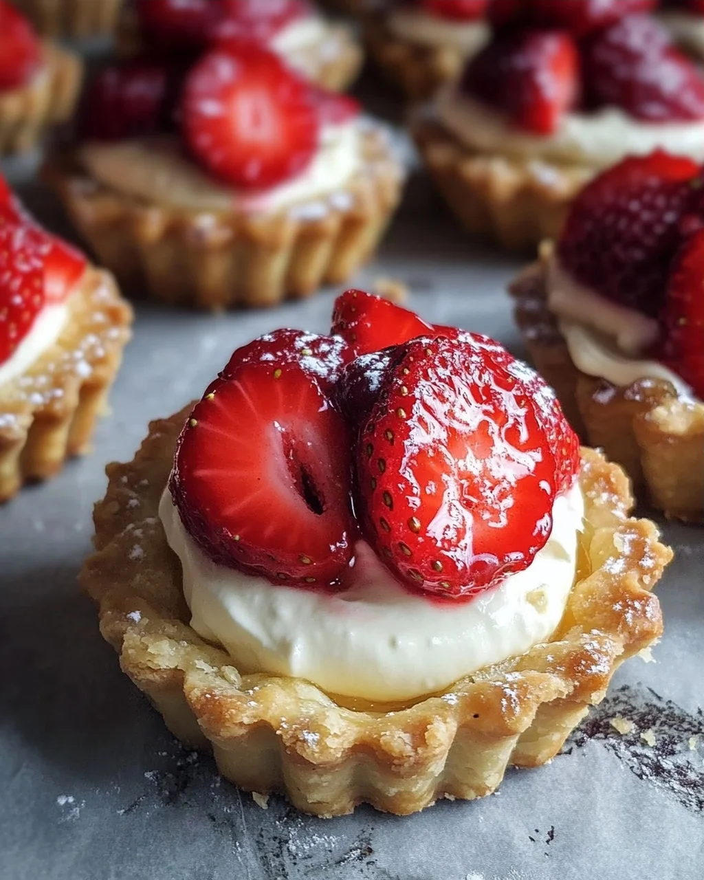 Mürbeteig Tartelettes mit Erdbeeren und Mascarponecreme