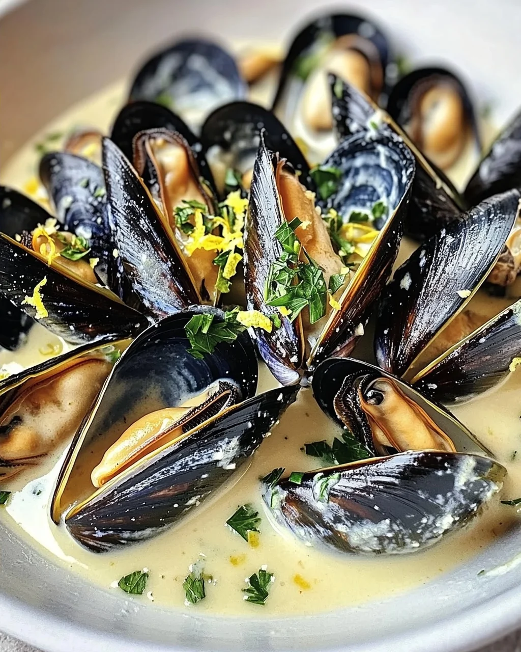 Muscheln in Knoblauch-Zitronen-Sahnesoße