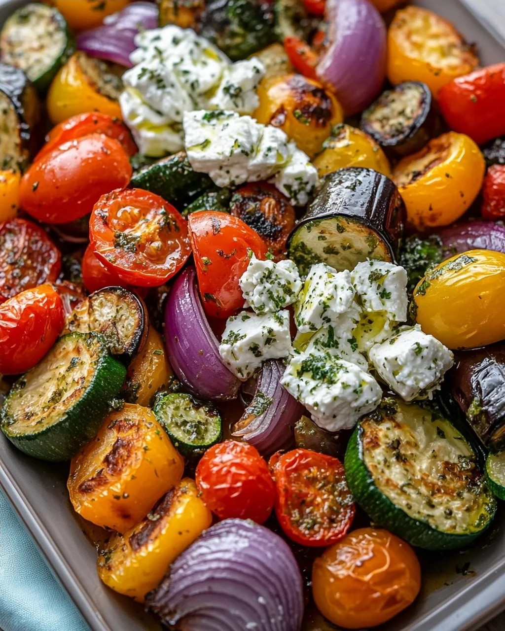 Ofengemüse mit Feta und Kräuterjoghurt vom Blech