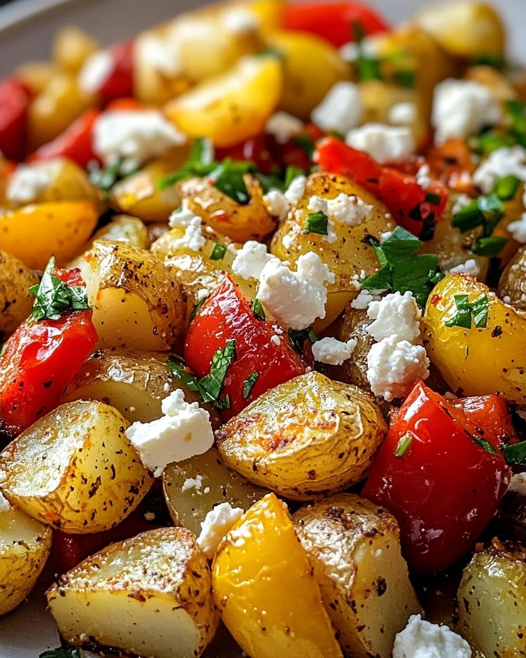 Ofenkartoffeln mit Feta und Paprika - bunte Gemüse-Variante