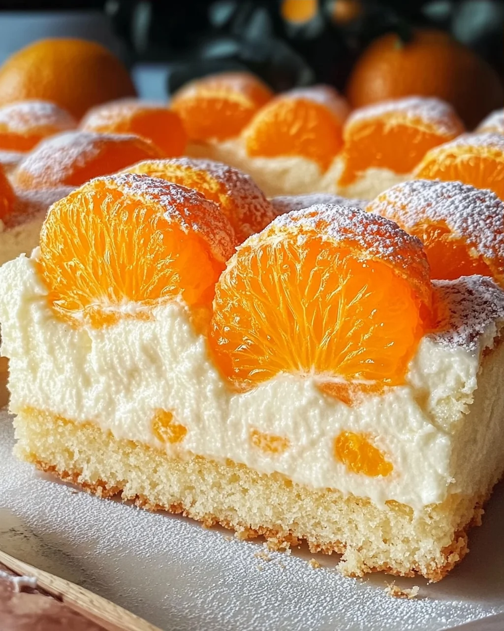 Schmandkuchen vom Blech mit Mandarinen