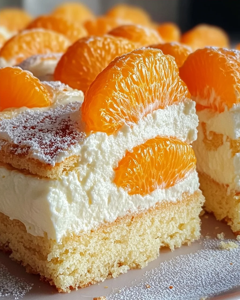 Schmandkuchen vom Blech mit Mandarinen