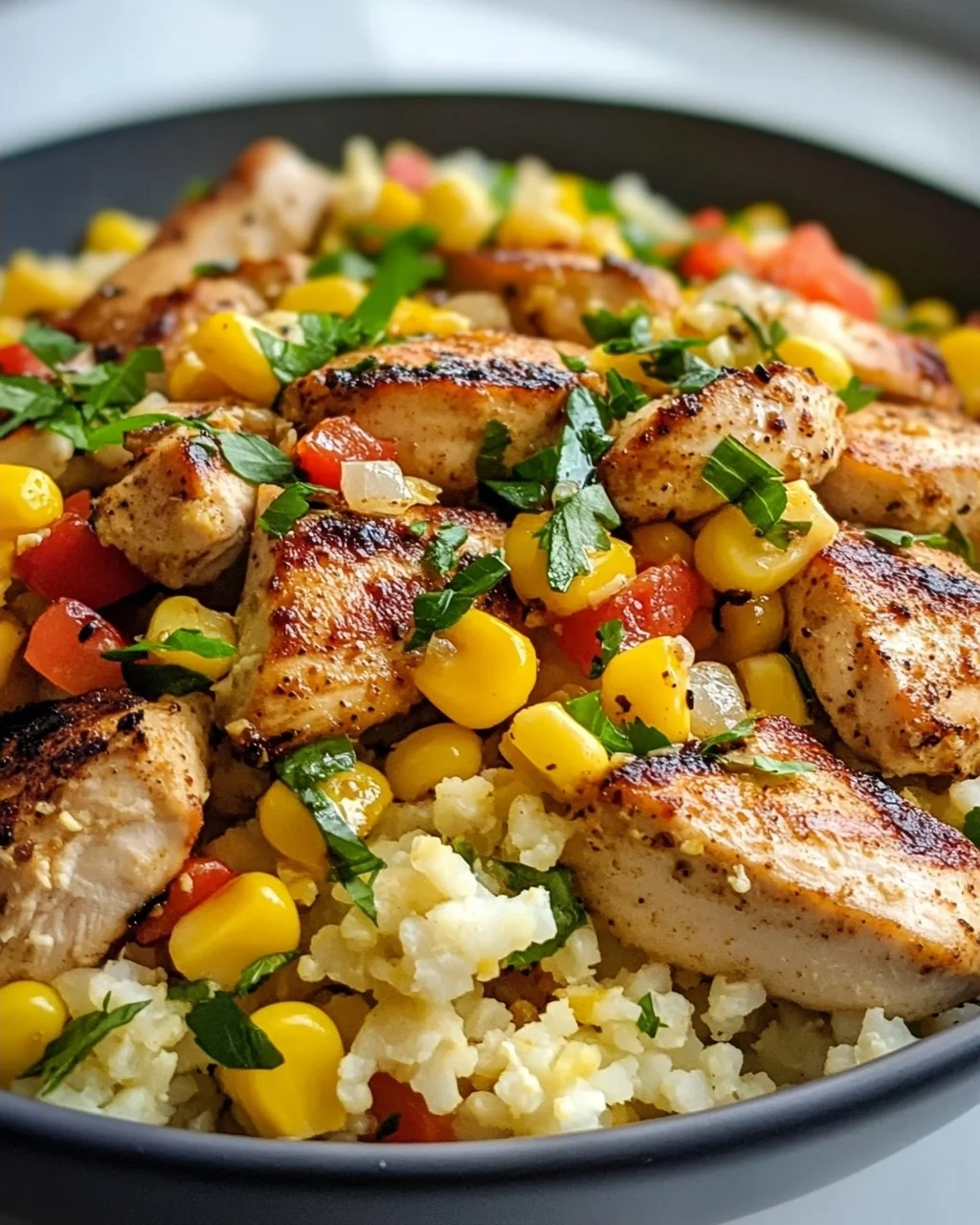 Schnelle Low Carb Chicken Blumenkohlreis Bowl – Gesund genießen!