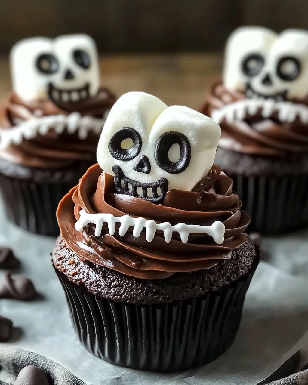 Skelett-Cupcakes (Marshmallow-Variante)