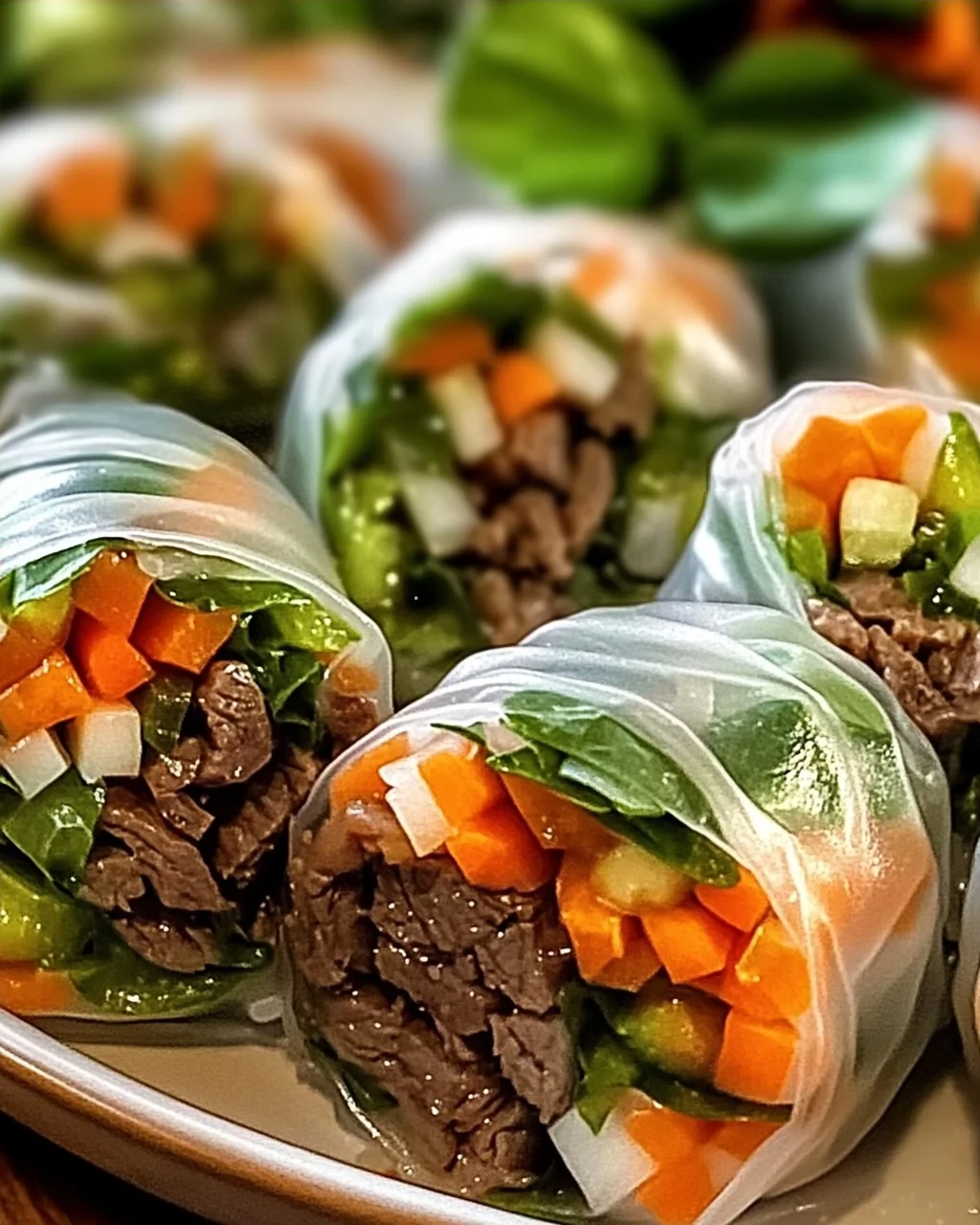 Thai-Basilikum-Rindfleisch-Rollen in 30 Minuten