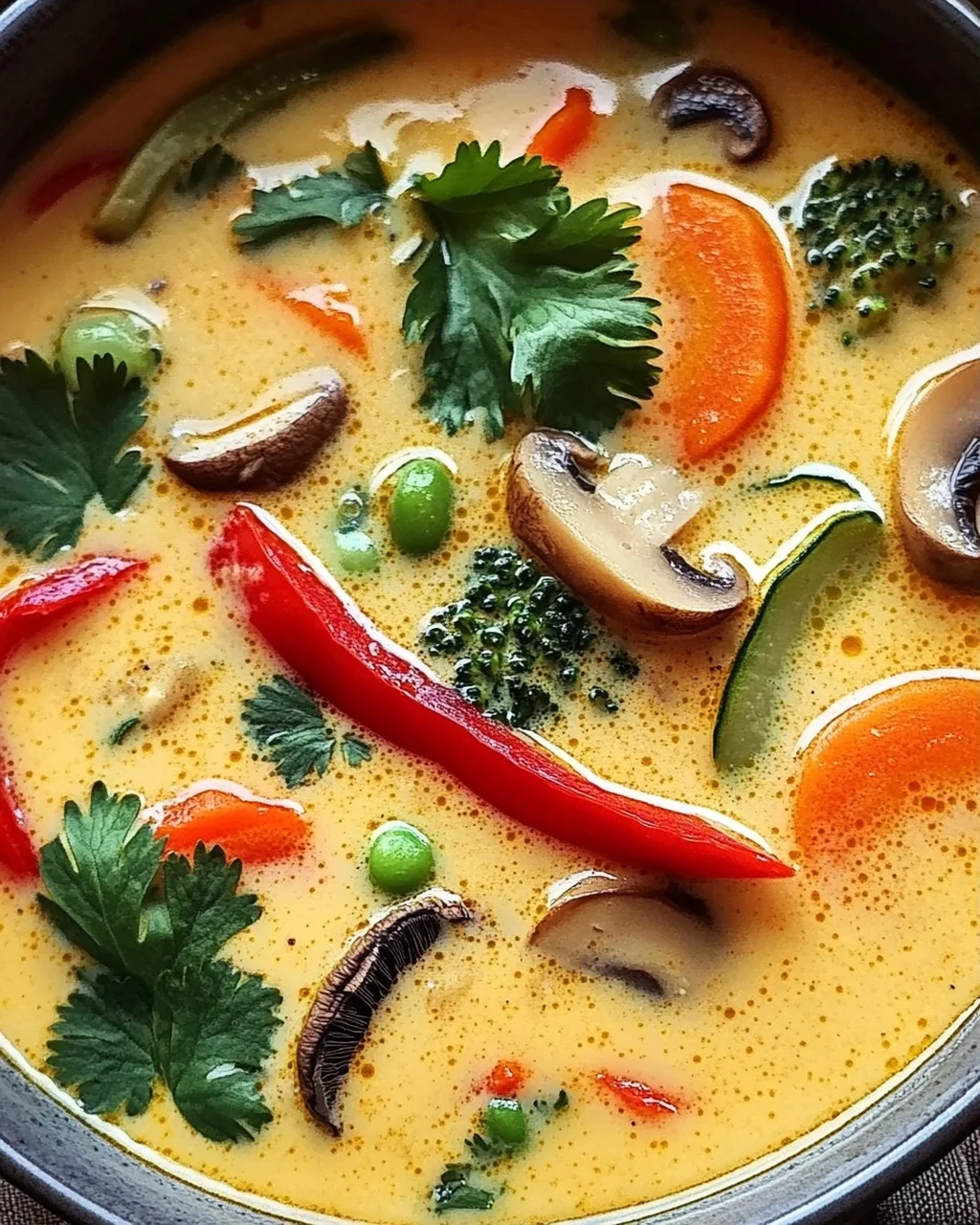 Thai-Kokos-Suppe mit Gemüse