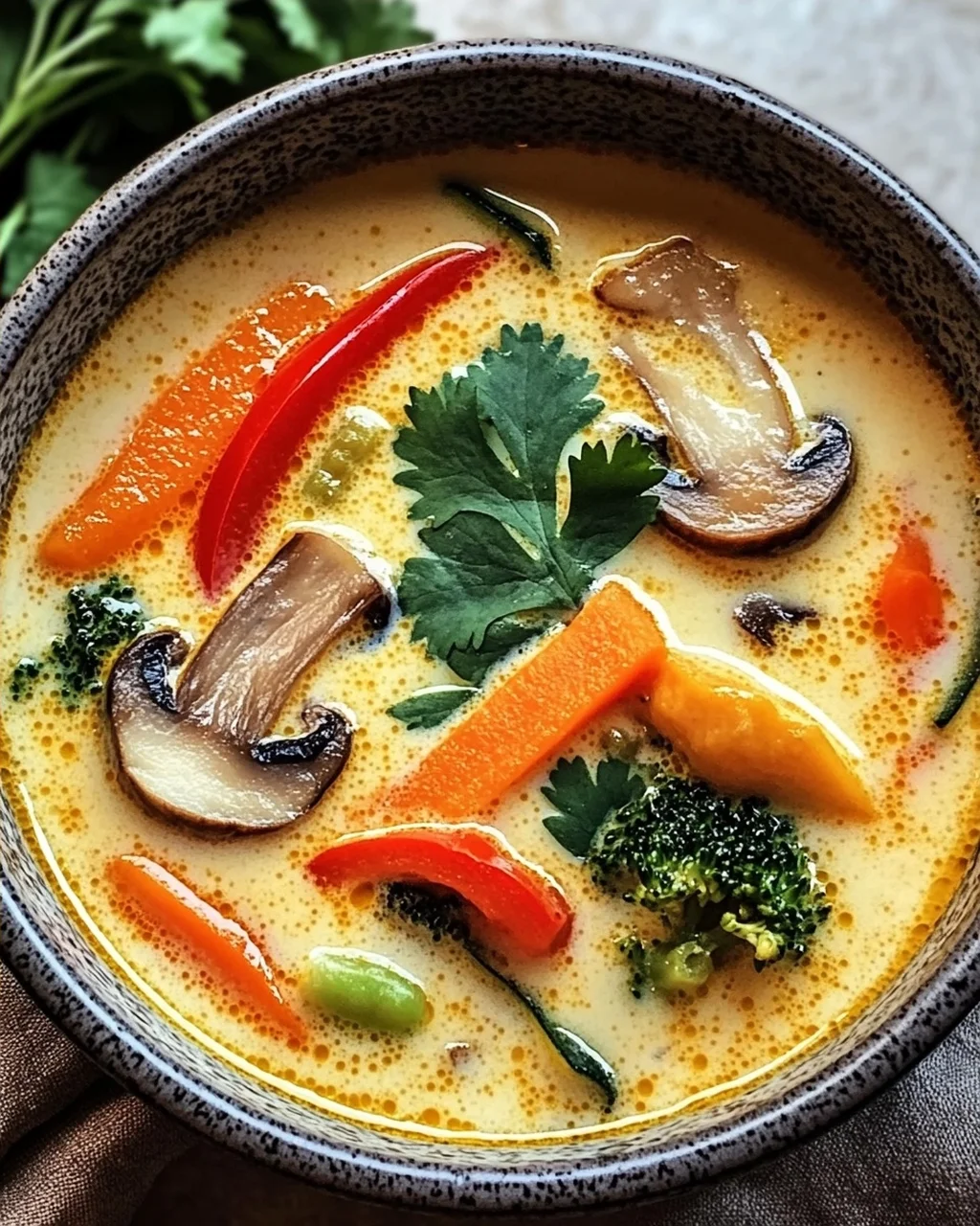 Thai-Kokos-Suppe mit Gemüse