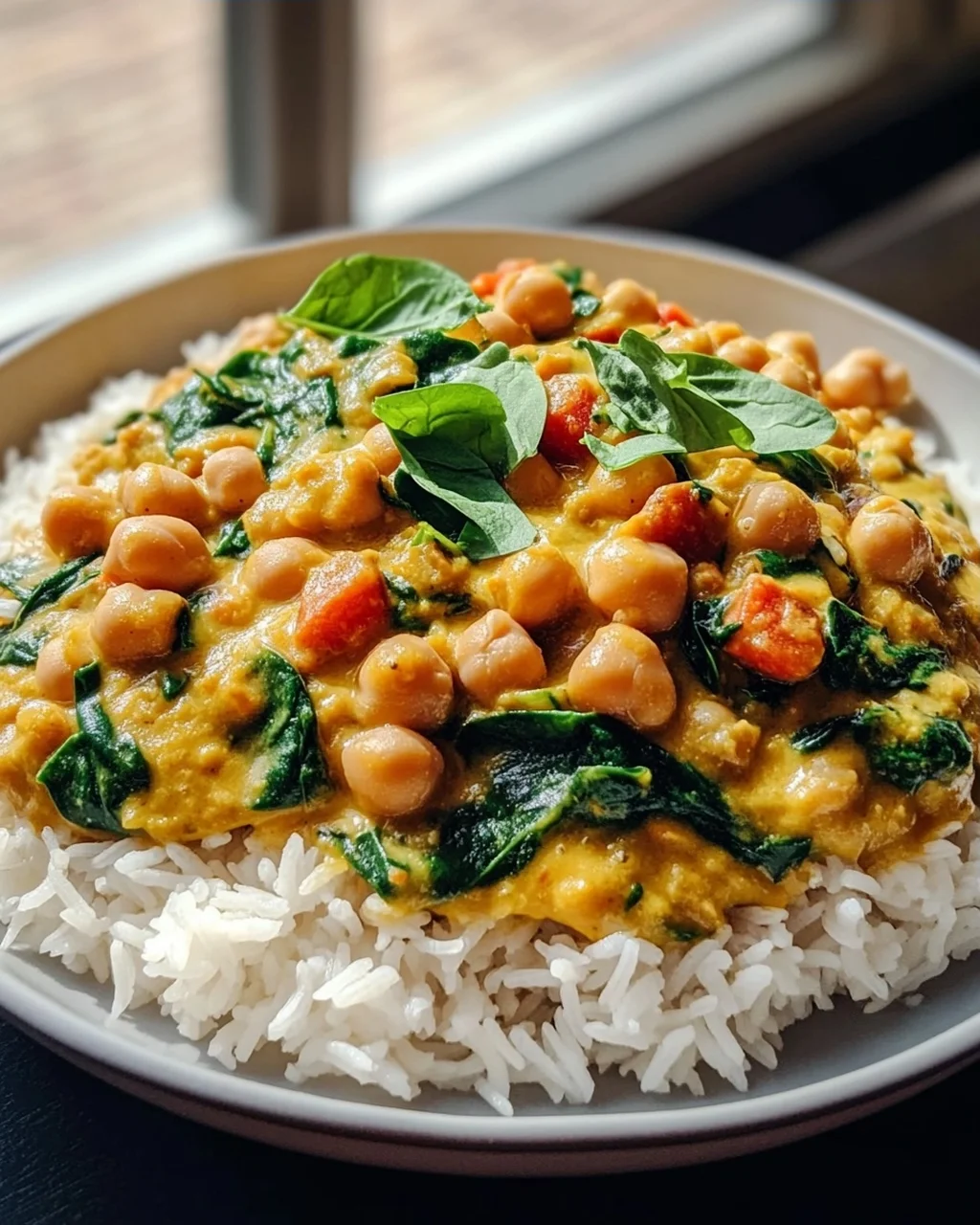 Veganes Curry Rice mit Kichererbsen & Spinat – Einfach köstlich!