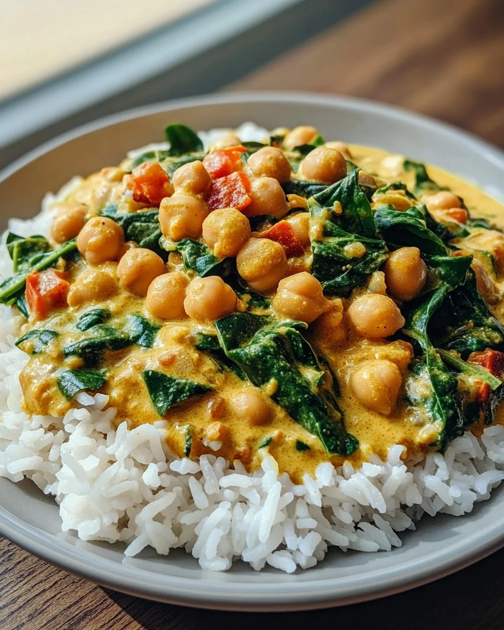 Veganes Curry Rice mit Kichererbsen & Spinat – Einfach köstlich!