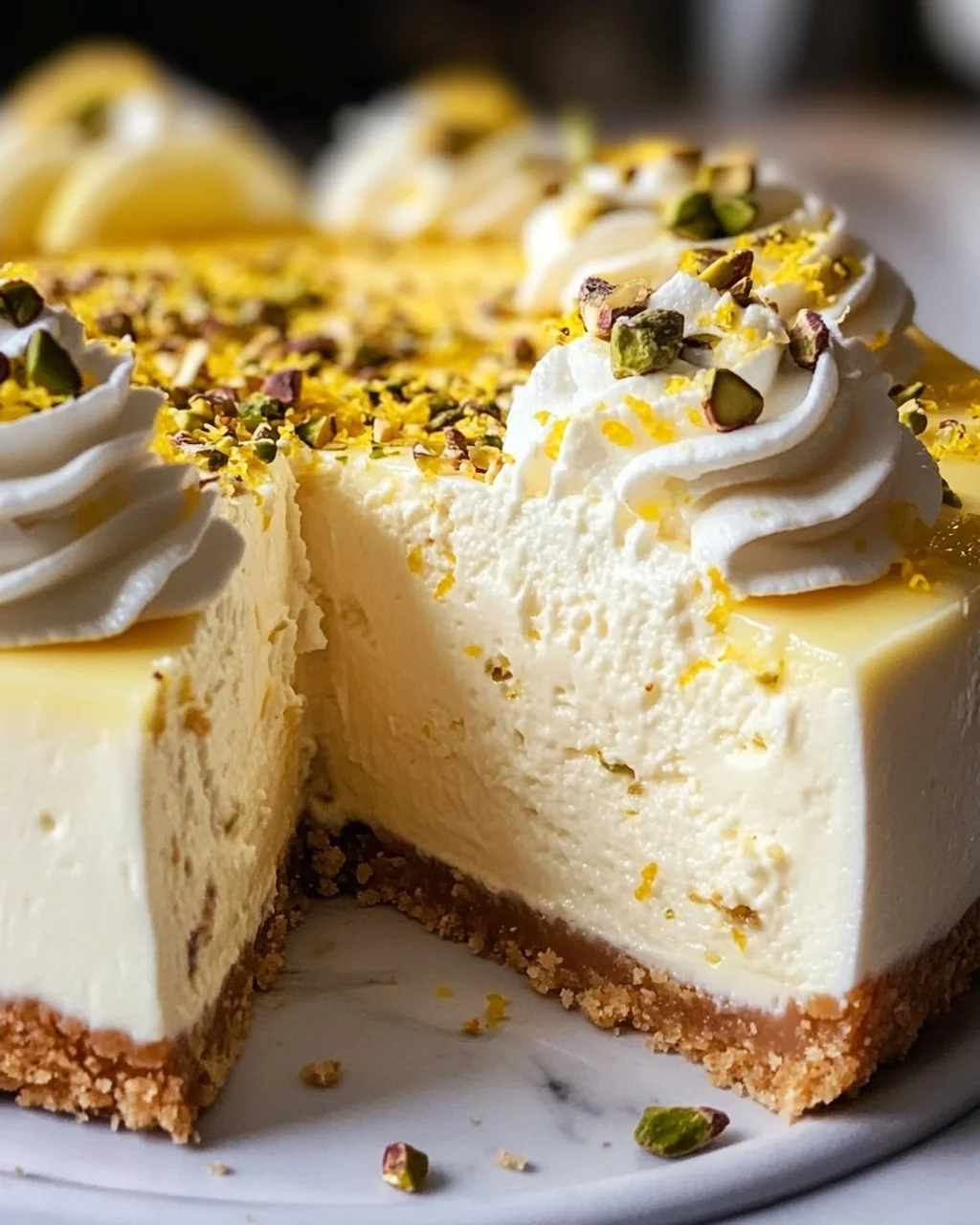 Zitronen-Cheesecake mit weißer Schokolade
