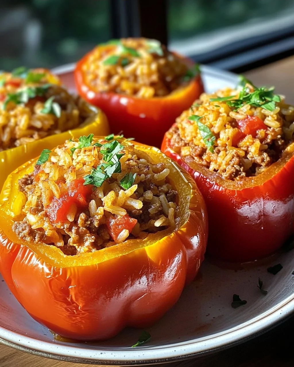 gefüllte Paprika mit Hackfleisch und Reis