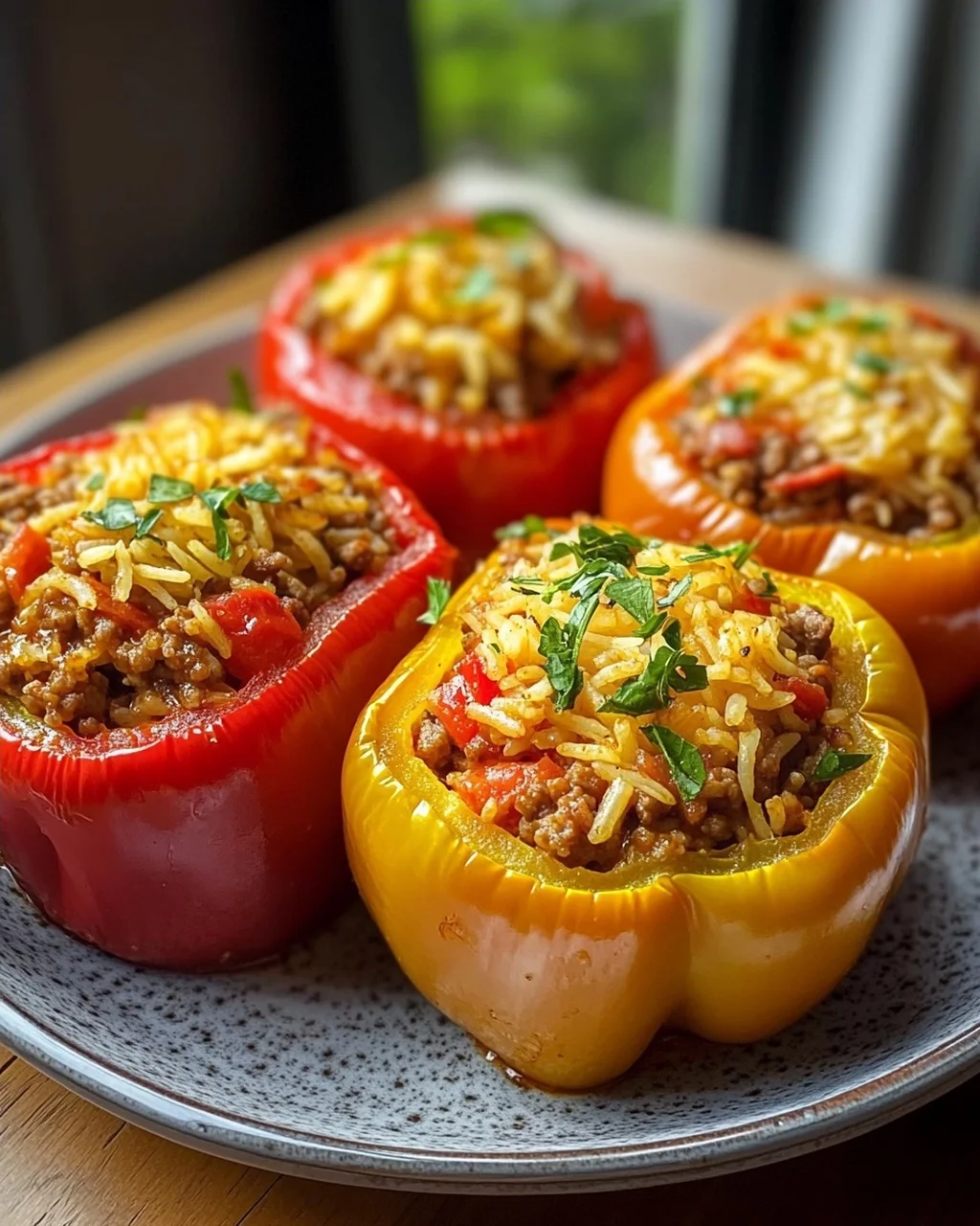 gefüllte Paprika mit Hackfleisch und Reis