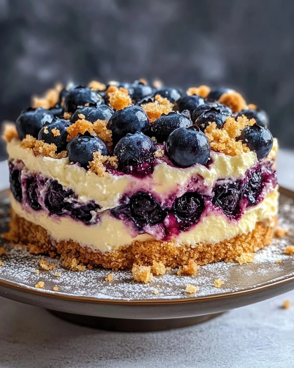 schneller Blaubeer-Quark-Kuchen mit Streuseln